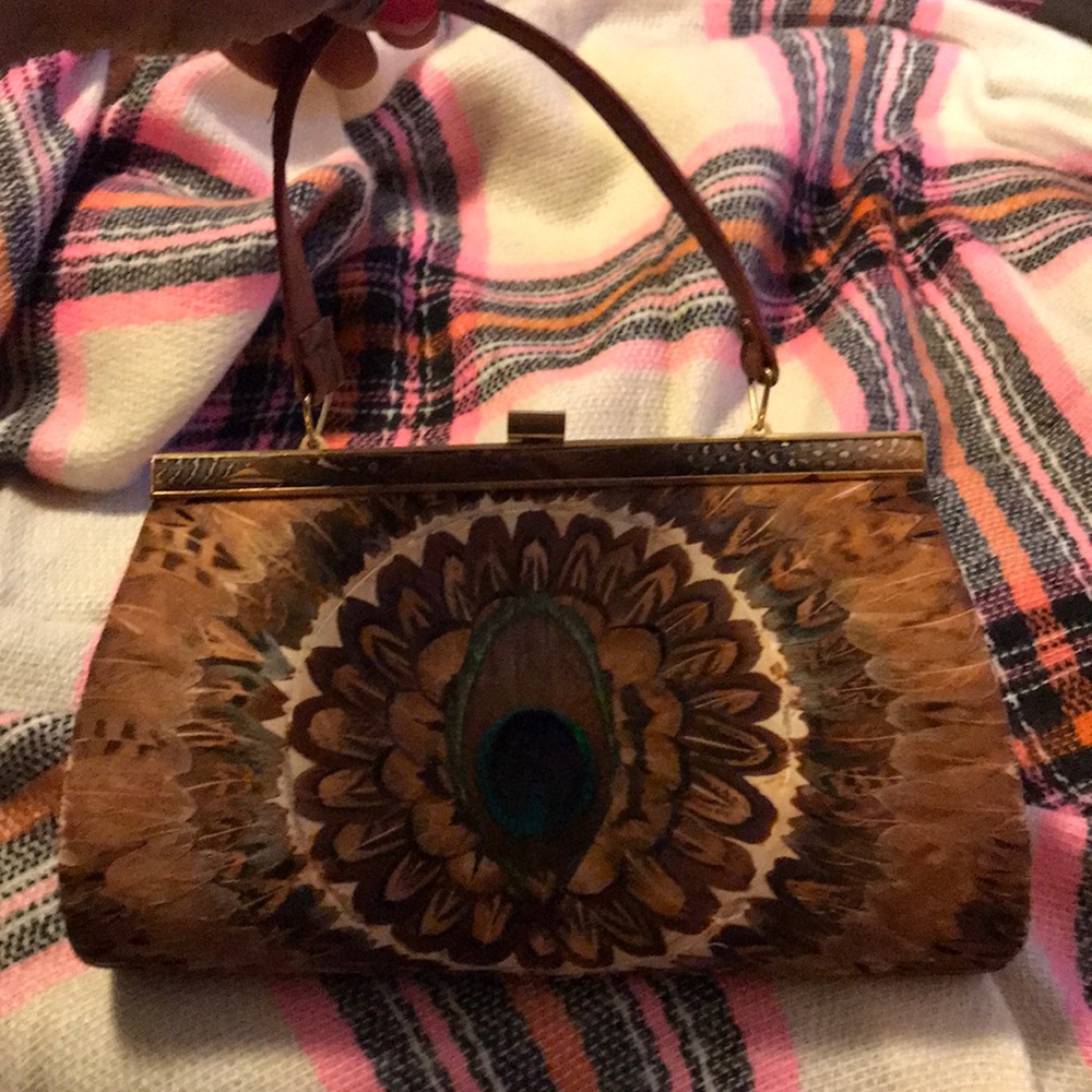 Vintage peacock design clutch